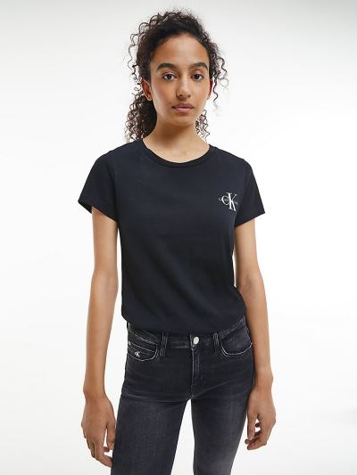 Calvin Klein Ruhák HU884800 | Calvin Klein Slim Organic Cotton Női Póló Fekete